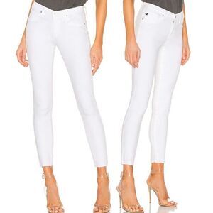 Adriano Goldschmied The Legging Ankle Super Skinny Jeans Raw Hem White Size 30